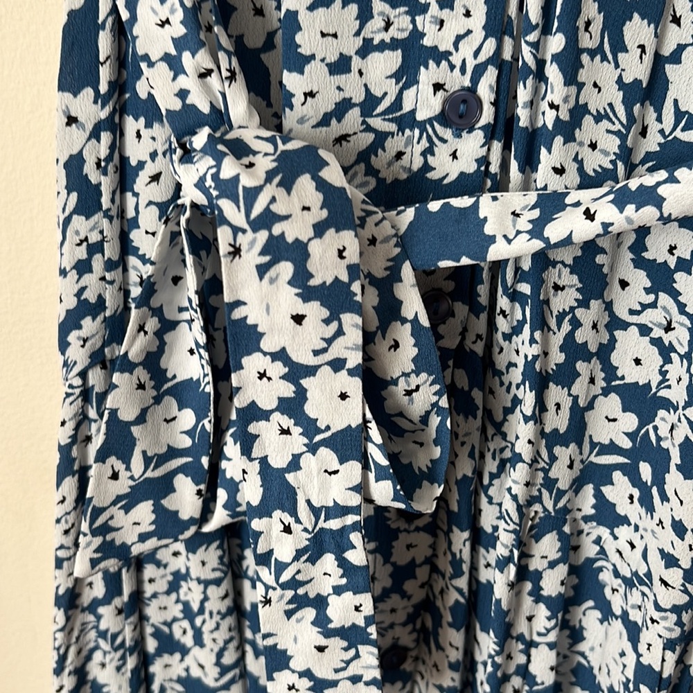 Nwt mango button front short sleeve blue white dress sz XL - Picture 4 of 4